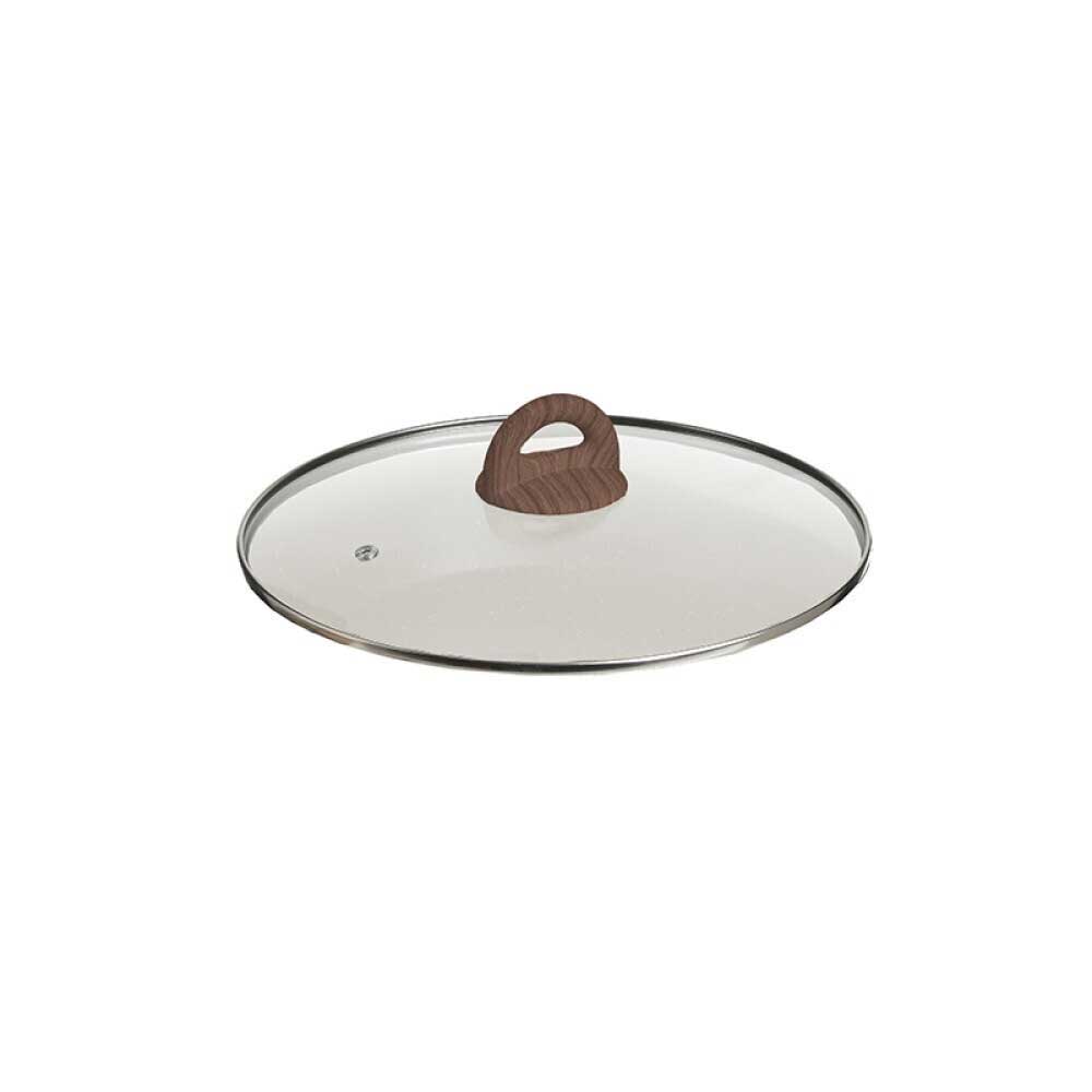 Transparent glass lid with brown handle 24cm behomestores